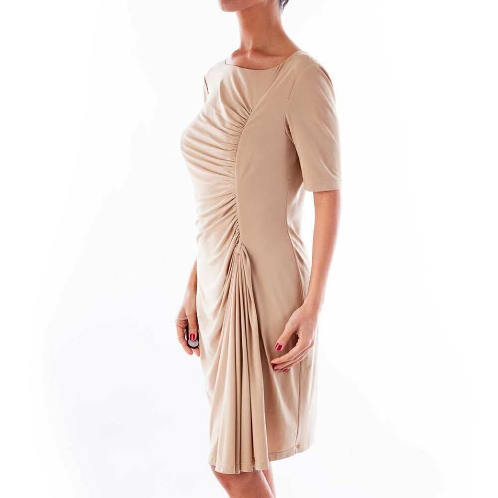Calvin Klein Beige Scrunchy Side Dress - Picture 2 of 3